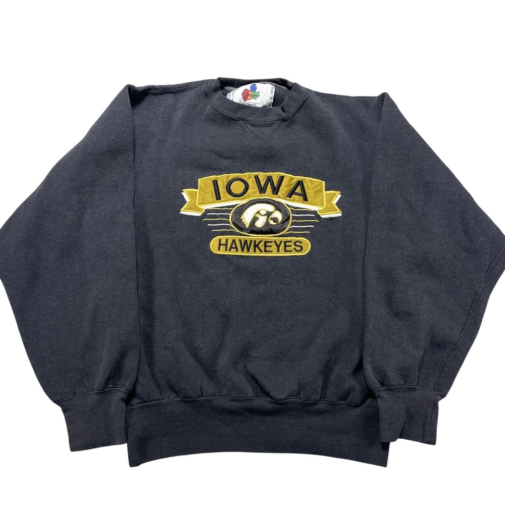Vintage 90s Iowa Hawkeyes Sweatshirt Mens Medium Gray NCAA Football Midwest